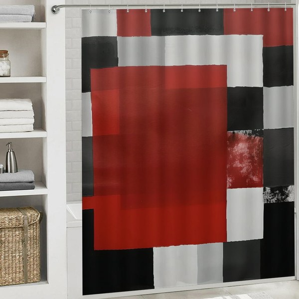 Fabric Shower Curtain Set with Hooks