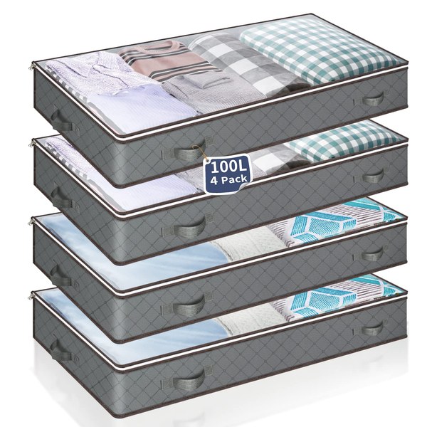 Under-Bed Storage Bags with Zippers (4-Pack)