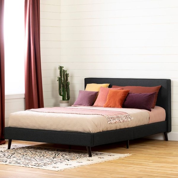 Queen Platform Bed with Upholstered Headboard